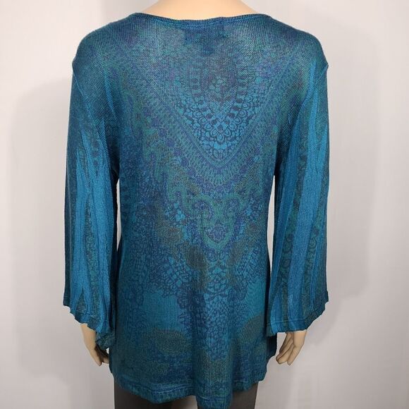 Investments Blue and Gold Blouse - Picture 7 of 9